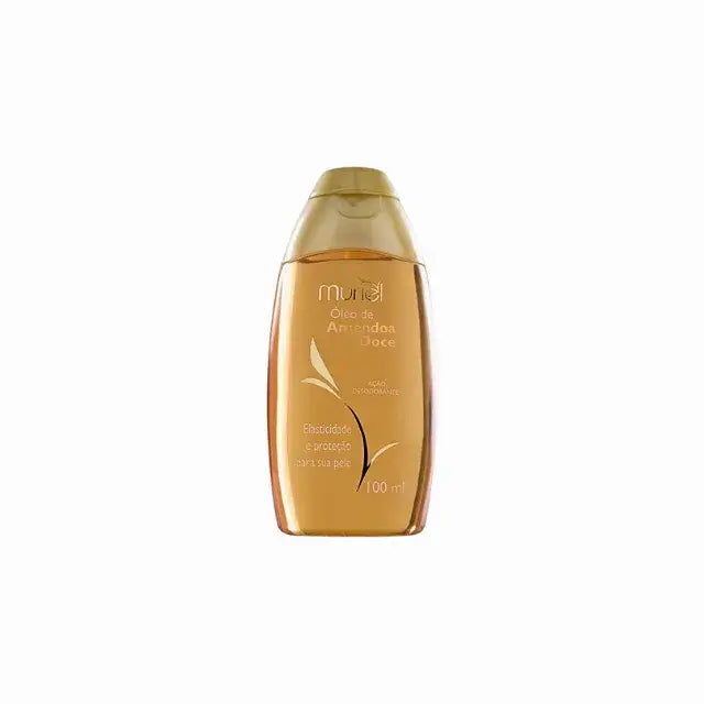 Muriel Sweet Almond Body Oil | Intense Hydration, Softening & Vitamin E Elixir | 3.38 fl oz (100ml) - Front view of the product packaging, highlighting its key features and elegant design – Buy now at MKPBR.COM – Worldwide Shipping