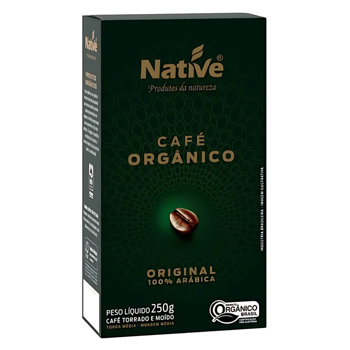 NATIVE Organic Brazilian Arabica Coffee, Medium Roast – 8.82 oz (250 g) – Elevate your morning with premium organic coffee. – Buy now at MKPBR.COM – Worldwide Shipping