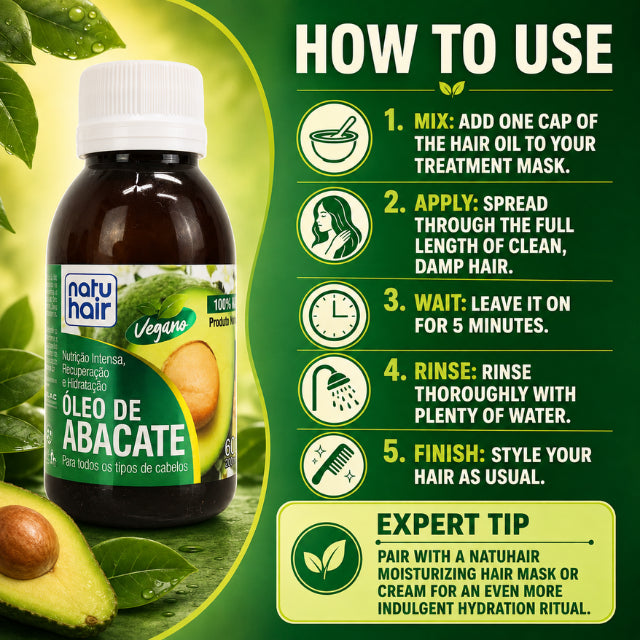 NatuHair Avocado Oil 60ml with Persea Gratissima Avocado Oil – Buy now at MKPBR.COM – Worldwide Shipping
