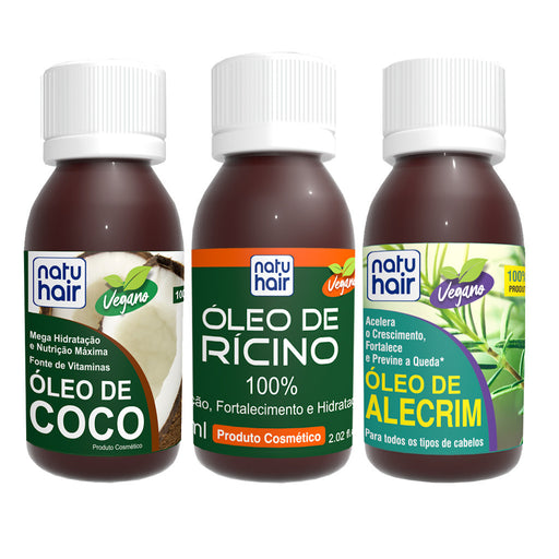 NatuHair Coconut, Castor & Rosemary Oil Hair Therapy Kit – Buy now at MKPBR.COM – Worldwide Shipping