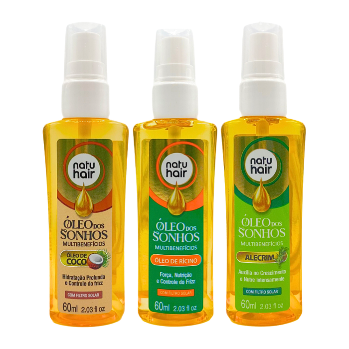 NatuHair Dream Oil Kit Coconut Castor Rosemary – Buy now at MKPBR.COM – Worldwide Shipping