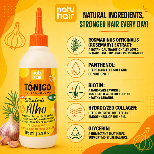 NatuHair Garlic Strengthening Hair Tonic Leave-On Scalp Tonic – Buy now at MKPBR.COM – Worldwide Shipping