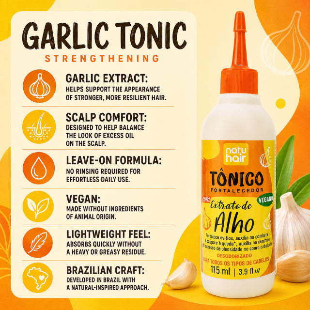 NatuHair Garlic Strengthening Hair Tonic Vegan and Lightweight Formula – Buy now at MKPBR.COM – Worldwide Shipping