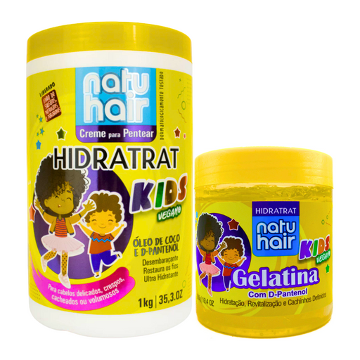 NatuHair Hidratrat Kids Combing Cream and Gelatina Kit 550 g – Buy now at MKPBR.COM – Worldwide Shipping