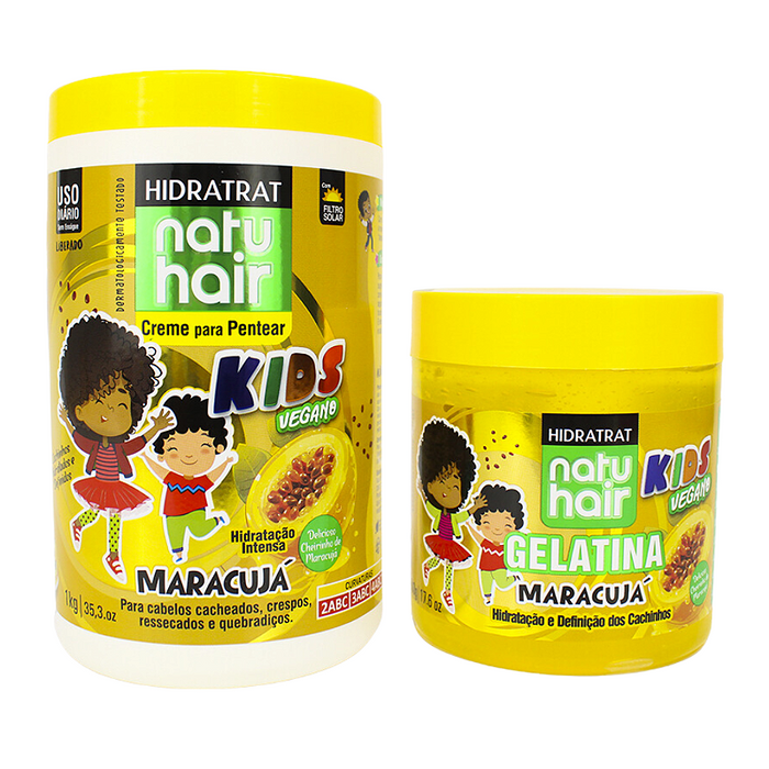 NatuHair Passion Fruit Leave-In Cream and Gelatin Kids Kit – Buy now at MKPBR.COM – Worldwide Shipping