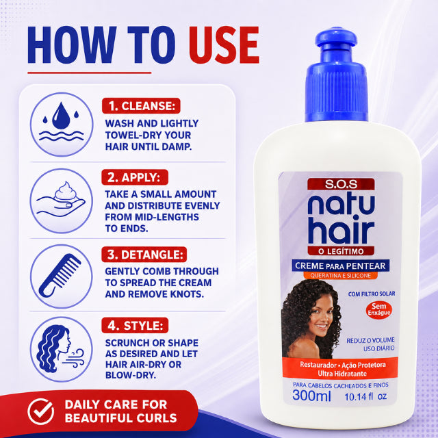 NatuHair Traditional SOS Leave-In Combing Cream Easy Detangling for Curls – Buy now at MKPBR.COM – Worldwide Shipping