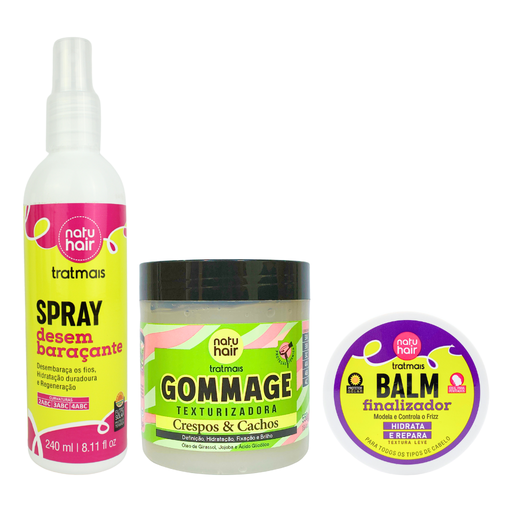 NatuHair TratMais Detangler, Gommage and Balm Kit – Buy now at MKPBR.COM – Worldwide Shipping