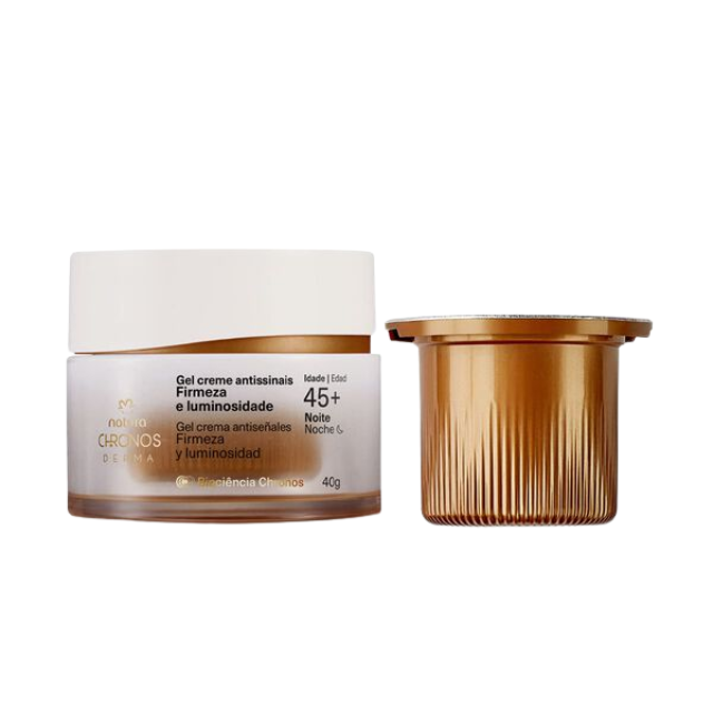 Natura Chronos 45+ Night Gel Cream bottle and refill kit for long-term care – Buy now at MKPBR.COM – Worldwide Shipping
