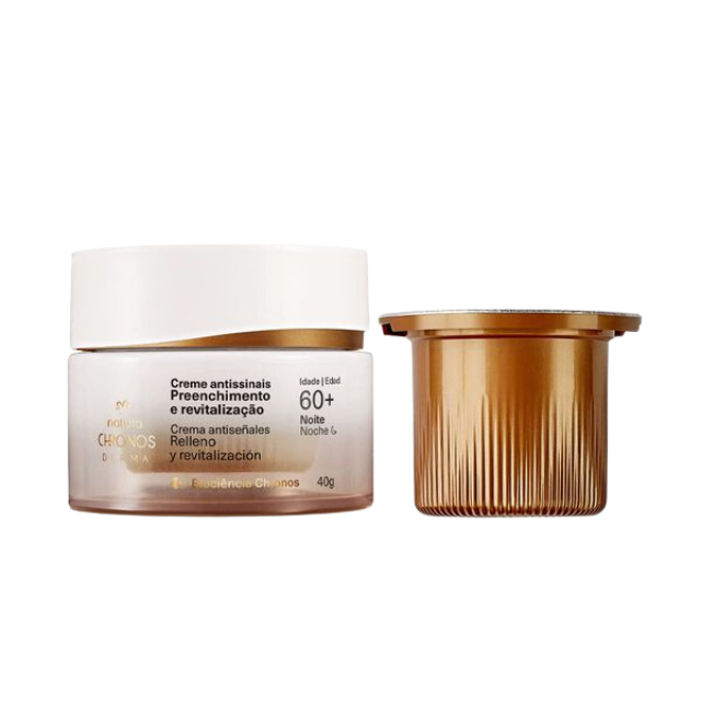 Natura Chronos 60+ Night Cream bottle and refill kit for long-term mature skincare – Buy now at MKPBR.COM – Worldwide Shipping
