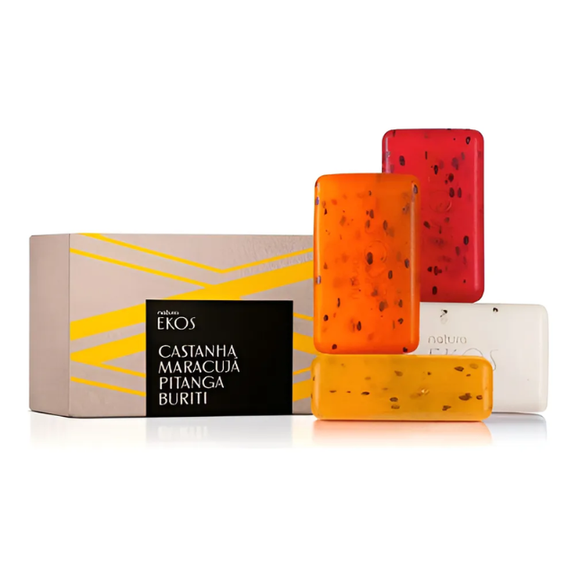 Natura Ekos Exfoliating Bar Soap Gift Set (4 Bars) – Creamy Cleanse, Skin-Polishing Texture – 14.11 oz (400 g) Total hero image – Buy now at MKPBR.COM – Worldwide Shipping