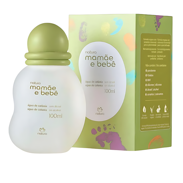 Natura Mamãe e Bebê Alcohol-Free Baby Cologne (Citrus Floral) – Soft Scent for Everyday Bonding – 3.38 fl oz (100 ml) front label – Buy now at MKPBR.COM – Worldwide Shipping