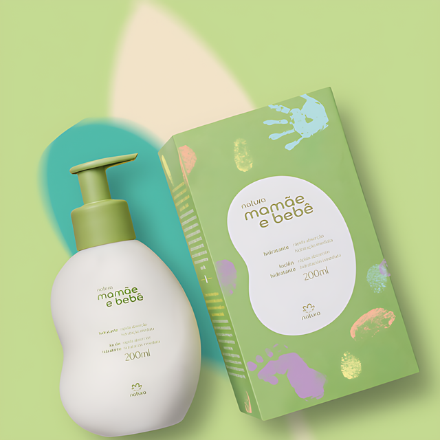 Natura Mamãe e Bebê Baby Body Lotion – Fast-Absorbing Moisturizer for Sensitive Skin – 6.76 fl oz (200 ml) after-bath routine use – Buy now at MKPBR.COM – Worldwide Shipping