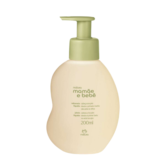 Natura Mamãe e Bebê Head‑to‑Toe Baby Wash – 6.76 fl oz (200 ml) front label – Buy now at MKPBR.COM – Worldwide Shipping