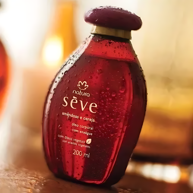 Natura Sève Almond & Cherry Deodorant Body Oil (In-Shower Rinse-Off) – Soft, Radiant-Looking Skin + Cherry Scent – 6.76 fl oz (200 ml) texture closeup – Buy now at MKPBR.COM – Worldwide Shipping