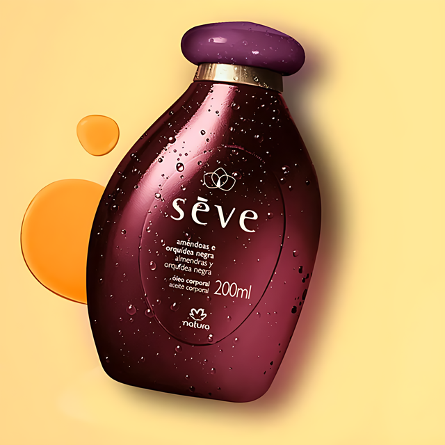 Natura Sève Sweet Almond & Black Orchid Deodorant Moisturizing Body Oil (In-Shower Rinse-Off) – Soft, Scented Skin – 6.76 fl oz (200 ml) oil texture close-up – Buy now at MKPBR.COM – Worldwide Shipping