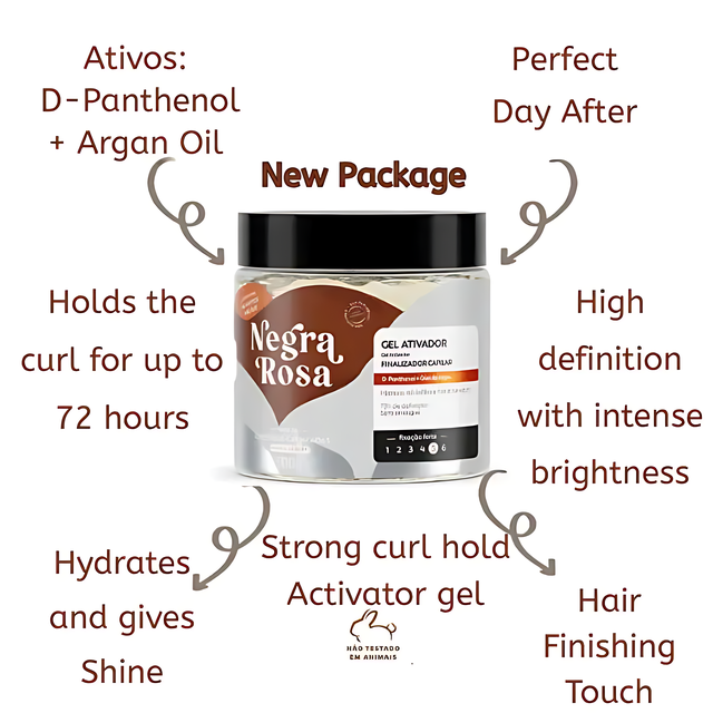 Negra Rosa Curl Perfection: Brazilian Activating Gel for Defined, Luscious Hair