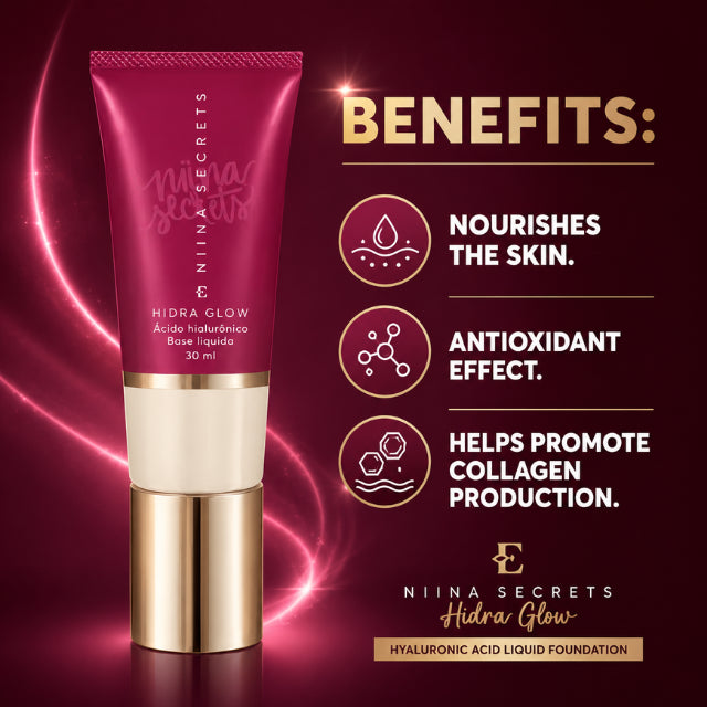  Niina Secrets Hidra Glow Liquid Foundation packaging box – Buy now at MKPBR.COM – Worldwide Shipping