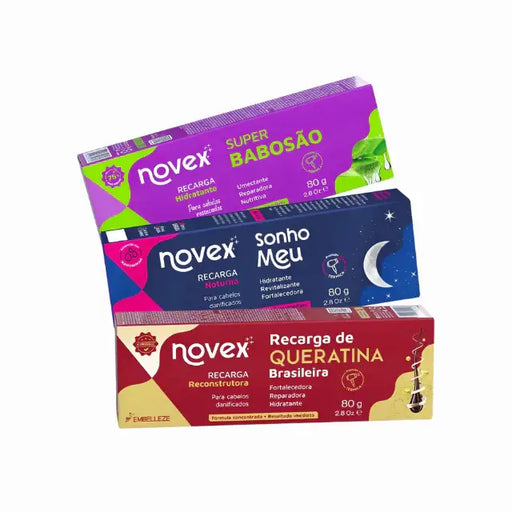 Novex Hair Schedule Recharge Kit 3x80g – Complete hydration, nutrition, and reconstruction for damaged hair – Buy now at MKPBR.COM – Worldwide Shipping