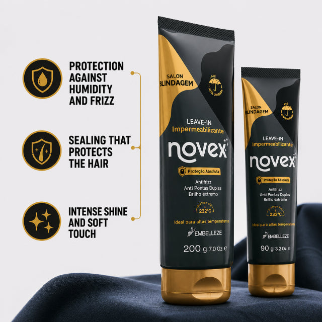 Novex Salon Blindagem Waterproofing leave-in cream 7.05 oz showing rich texture and application – Buy now at MKPBR.COM –Worldwide Shipping