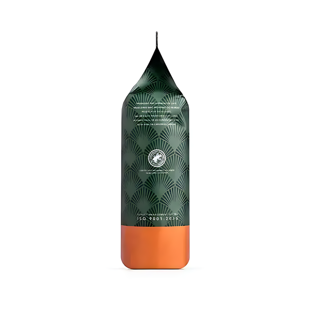 Orfeu Classic Whole Bean Coffee – 8.82 oz (250g) – The Orfeu Classic Whole Bean Coffee bag with various sustainability logos visible, reinforcing its eco-friendly credentials. – Buy now at MKPBR.COM – Worldwide Shipping