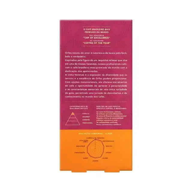 Orfeu Acauã Nespresso Compatible Coffee Capsules - The back view of the Orfeu Acauã capsule packaging, clearly displaying the 10-count and Nespresso®* compatibility. – Buy now at MKPBR.COM – Worldwide Shipping