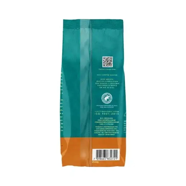 Orfeu Arara Whole Bean Coffee- The back view of the Orfeu Arara Whole Bean Coffee packaging, clearly displaying the 250g weight and 'Arara Varietal'. – Buy now at MKPBR.COM – Worldwide Shipping