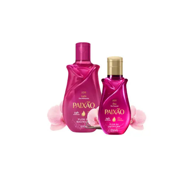 Paixão Vanilla Flower Hydrating Body Lotion & Oil Duo – 10.58 oz & 3.52 oz – Buy now at MKPBR.COM – Worldwide Shipping