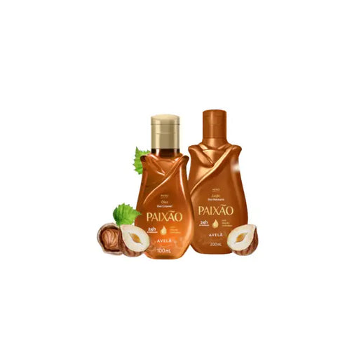 Paixão Hazelnut Hydrating Body Lotion & Oil Duo – 10.58 oz & 3.52 oz – Buy now at MKPBR.COM – Worldwide Shipping
