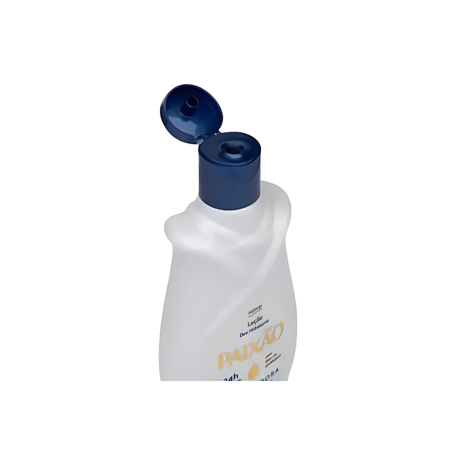 Cap and dispenser detail of Paixão Inspiradora 24h deo hydrating body lotion 200 ml. Buy now at MKPBR.COM – Worldwide Shipping