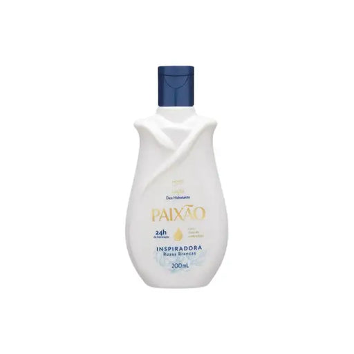 Paixao Inspiring deodorant moisturizing lotion with almond oil, 200 ml bottle, front on white background. Buy now at MKPBR.COM – Worldwide Shipping