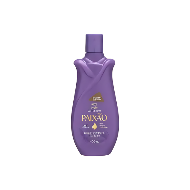 Paixão Irresistível Flor de Lis 400 mL clean front bottle on white background, clear label and colorway – Buy now at MKPBR.COM – Worldwide Shipping