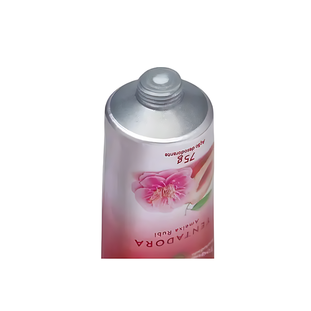 lose-up detail of the Paixão Tentadora Ruby Plum Hand Cream tube qith no cap, highlighting premium design – Buy now at MKPBR.COM – Worldwide Shipping