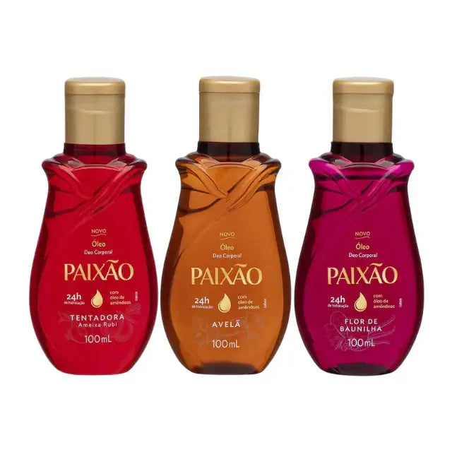 Paixão Ruby Plum, Hazelnut, Vanilla Flower oil set for 24H hydration – Buy now at MKPBR.COM – Worldwide Shipping