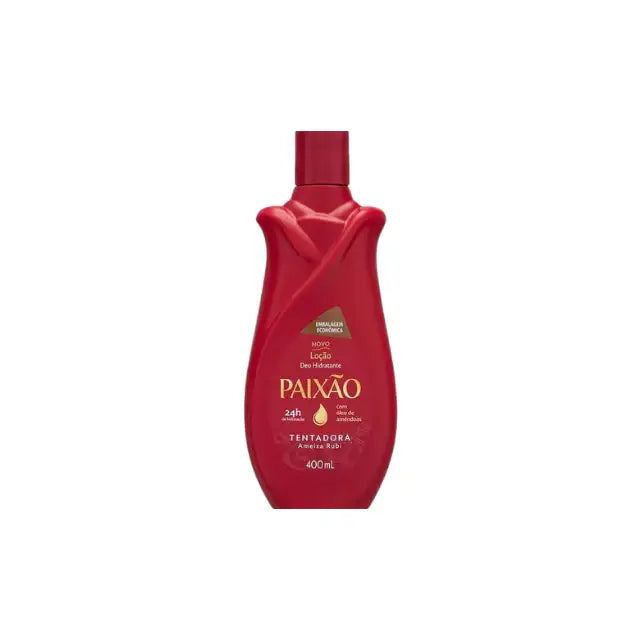 Paixão Tentadora Ameixa Rubi Deodorant Hydrating Body Lotion 400ml with Almond Oil – focus on 24h hydration claim and skin-softening benefits – Buy now at MKPBR.COM – Worldwide Shipping