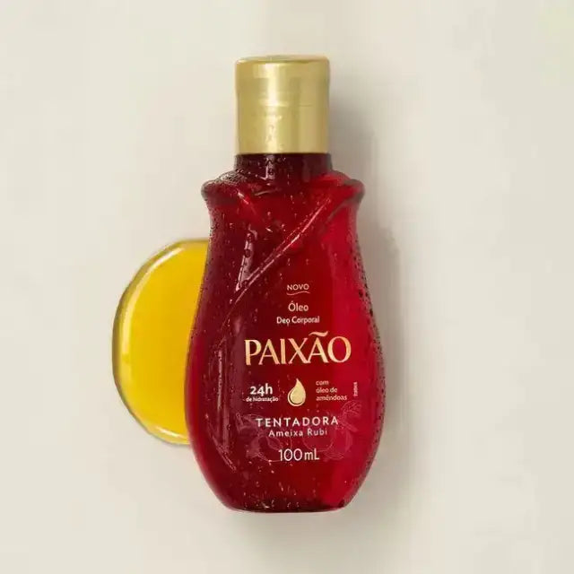 Paixão Tempting Ruby Plum body oil, almond oil. Buy now at MKPBR.COM – Worldwide Shipping