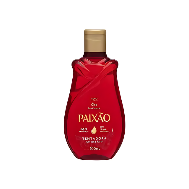 Paixão Tempting Ruby Plum deodorant body oil, 6.76 fl oz (200 mL), single bottle front on white to buy. Buy now at MKPBR.COM – Worldwide Shipping