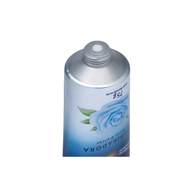 Angled view of Paixão White Roses Hand Cream 2.5 fl oz (75 g) tube, showing it without the cap – Buy now at MKPBR.COM – Worldwide Shipping