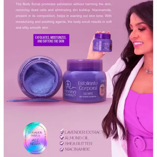 Phállebeauty Melanina Exfoliating Scrub with Lavender and Shea Butter – Buy now at MKPBR.COM – Worldwide Shipping