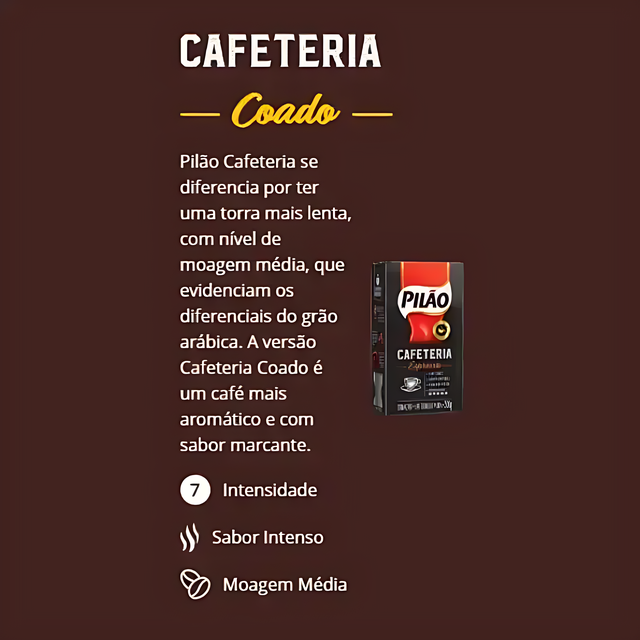 Pilão Cafeteria Coado Vacuum Roasted Ground Coffee 17.64 oz (500 g) - Authentic Brazilian Taste – Buy now at MKPBR.COM – Worldwide Shipping