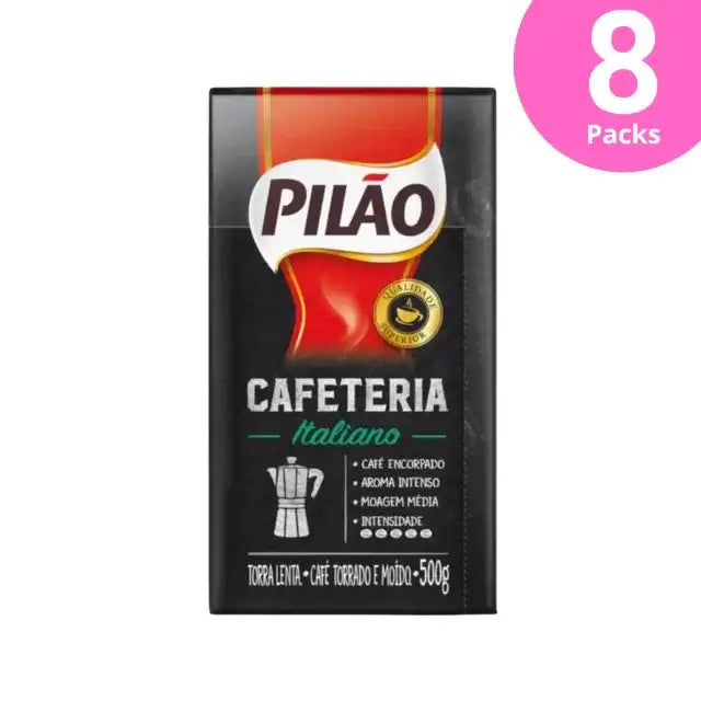 8-Pack Pilão Cafeteria Italiano Vacuum Roasted Ground Coffee 8 x 17.64 oz (4 kg) - Wholesale Full-Bodied & Intense Aroma – Buy now at MKPBR.COM – Worldwide Shipping