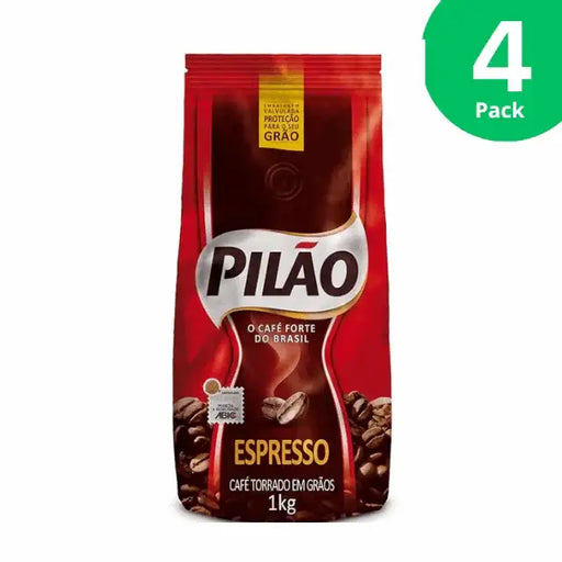 4-Pack Pilão Espresso Coffee Beans 4 x 35.27 oz (4 kg) - Premium Roasted for Authentic Brazilian Flavor – Buy now at MKPBR.COM – Worldwide Shipping
