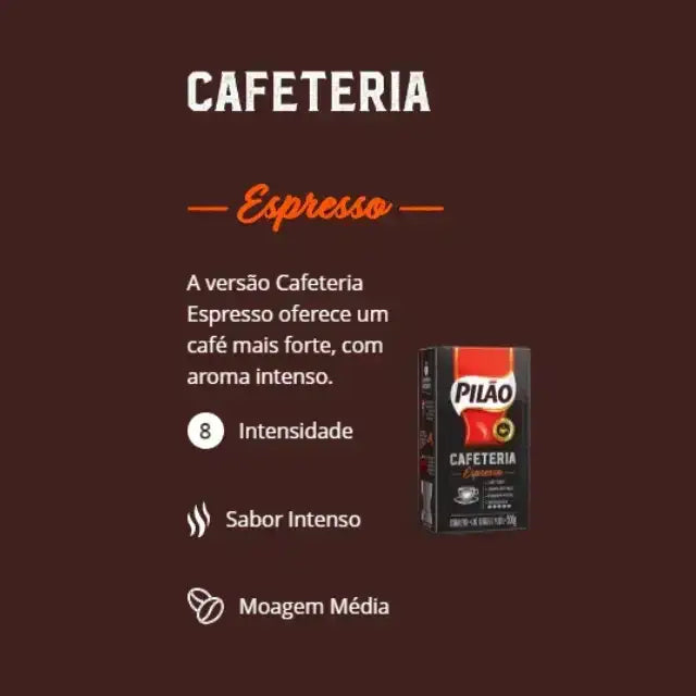 Pilão Cafeteria Espresso Vacuum Ground Coffee 17.64 oz (500 g) - Level 8 Intensity, Rich Aroma – Buy now at MKPBR.COM – Worldwide Shipping