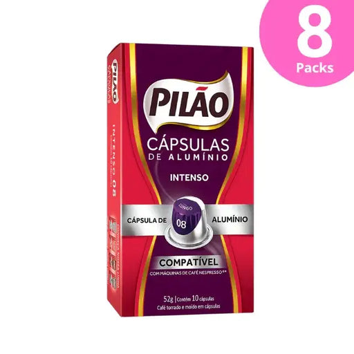 Pilão Intense 8 Brazilian Coffee Capsules 8-Pack, Nespresso®* Compatible, 80 Units – Buy now at MKPBR.COM – Worldwide Shipping