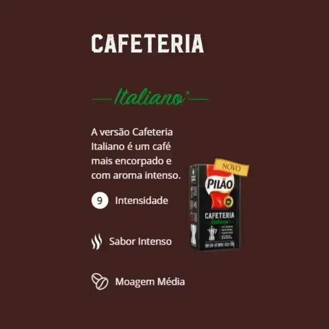 Pilão Cafeteria Italiano Vacuum Roasted Ground Coffee 17.64 oz (500 g) - Intensity 9 Superior Coffee – Buy now at MKPBR.COM – Worldwide Shipping