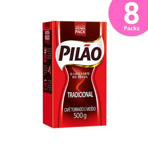 Pilão Tradicional 8-Pack Brazilian Ground Coffee, Intense Flavor, 8 x 17.64 oz (500g) – Buy now at MKPBR.COM – Worldwide Shipping