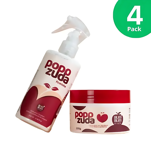 Popozuda cream and spray set 4 Pack moisturizing Hidratante by Popozuda with red and white packaging