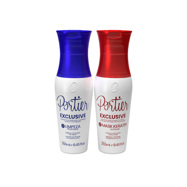 Portier Exclusive 250ml Kit front view for smoothing and hydration – Buy now at MKPBR.COM – Worldwide Shipping