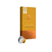 Orfeu Bourbon Amarelo Espresso Capsules – 100% Arabica, Medium-Light Roast – 10 Count, 1.76 oz (50g) – Orfeu Bourbon Amarelo box and a single capsule on a clean white background, emphasizing product clarity and the ideal quantity for a single user. – Buy now at MKPBR.COM – Worldwide Shipping