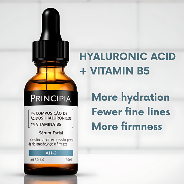 Principia AH-2 Hyaluronic Acid Serum 2% + Vitamin B5 1% for Hydration & Plumping Care, 1.01 fl oz (30 mL) morning routine lifestyle scene – Buy now at MKPBR.COM – Worldwide Shipping
