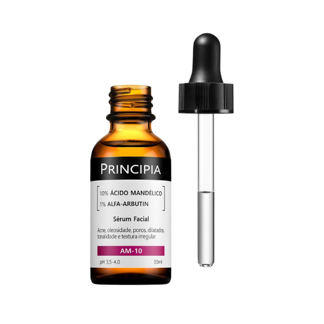 Principia AM-10 Mandelic Acid Serum 10% + Alpha Arbutin 1% for Dark Spot & Oil Control Care, 1.01 fl oz (30 mL) dropper detail – Buy now at MKPBR.COM – Worldwide Shipping